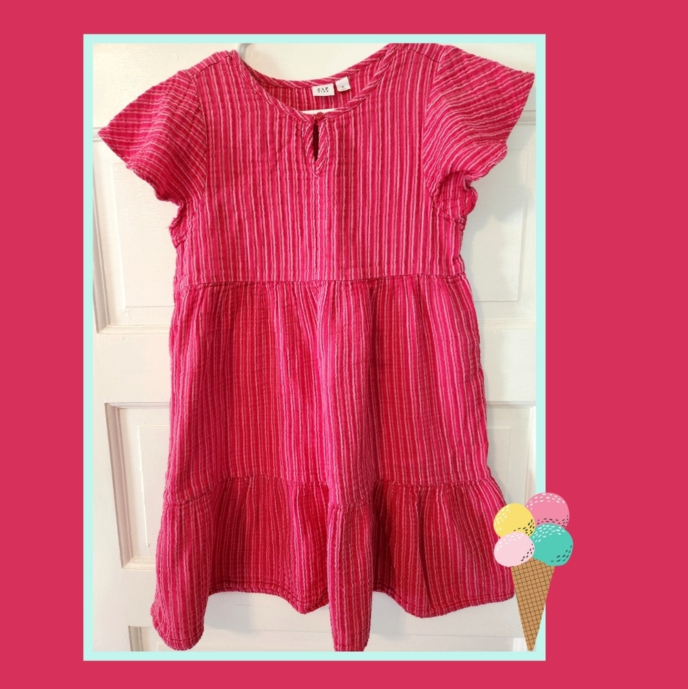 Gap Pink and white Stripe Flutter dress, Size XL